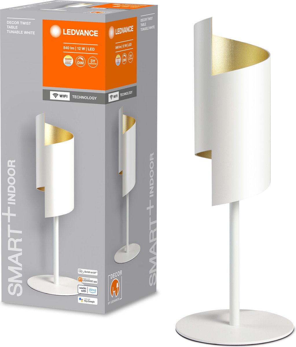 LEDVANCE Smart Design LED Tafellamp Twist - Wit met goud - 39 cm