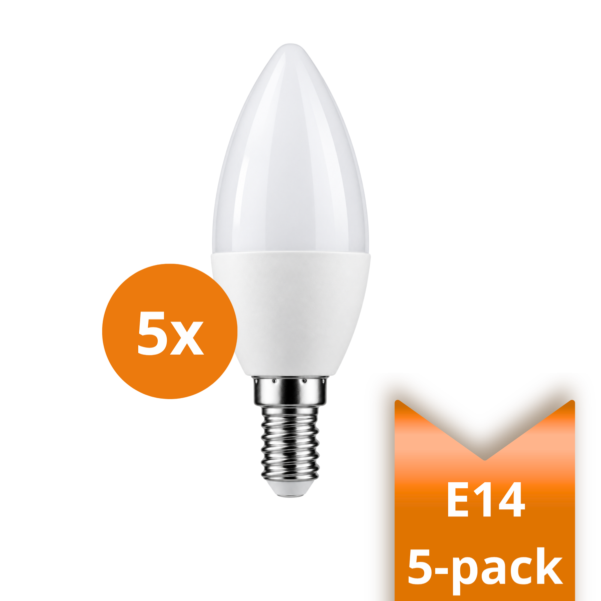5x LED Kaarslamp E14 – Universeel – 4W vervangt 40W – Warm wit licht