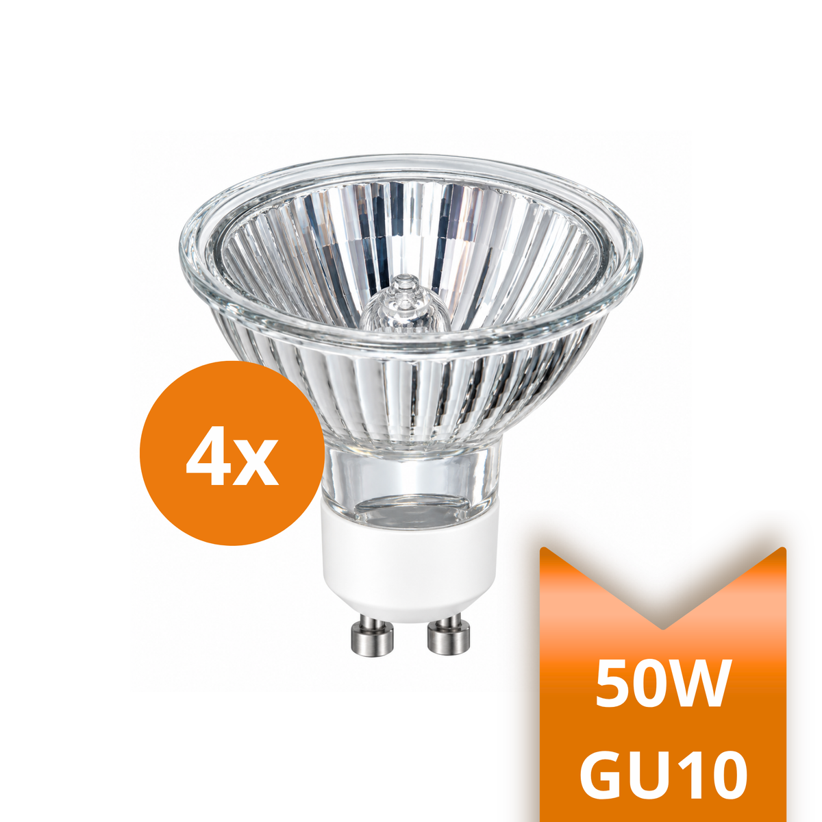4x Halogeenspot GU10 – 50W – Dimbaar warm wit licht – 4-pack Halogeenlampen 50W