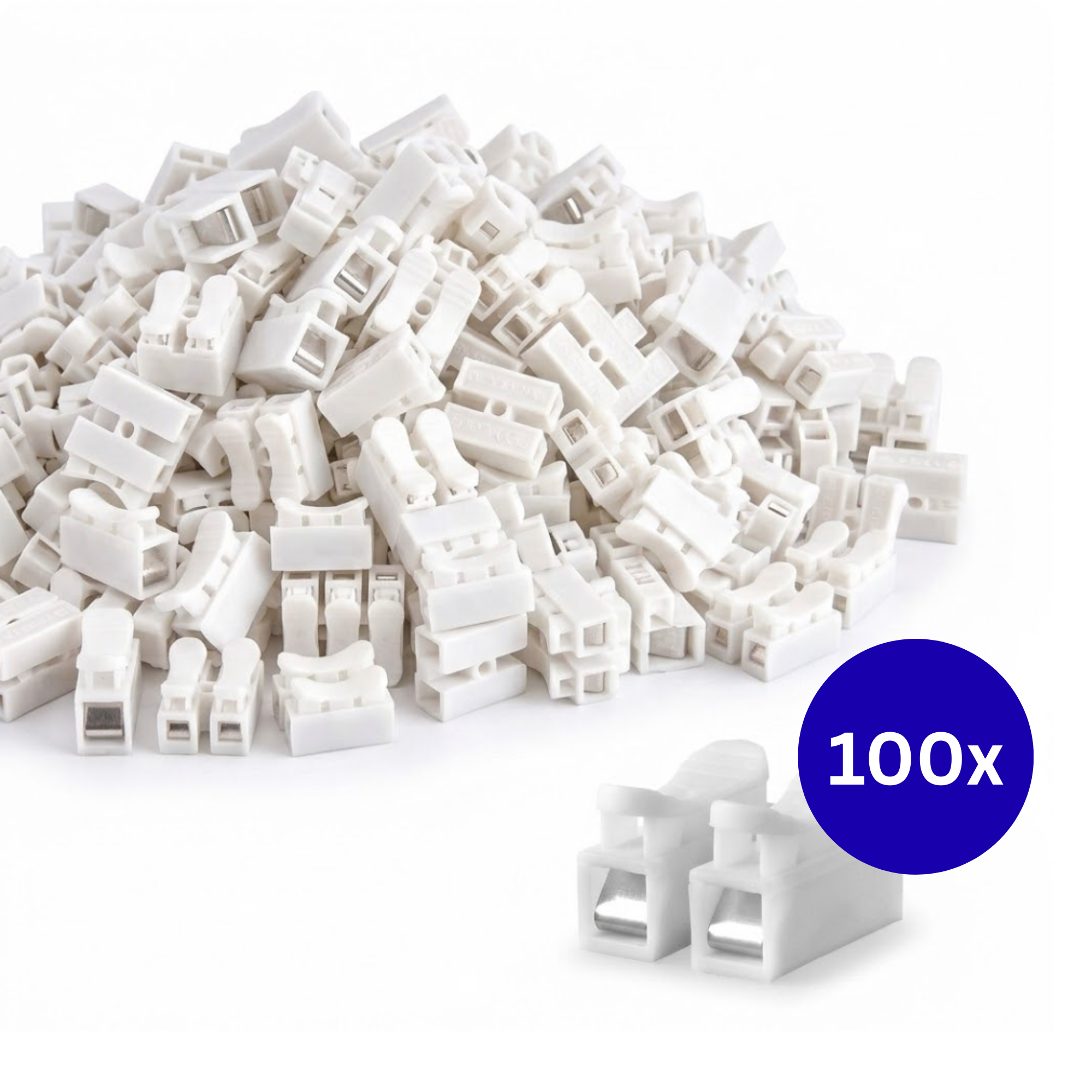 100x Lasklem 2–polig – Snelconnector met Hendel – Kroonsteentjes Vervanger