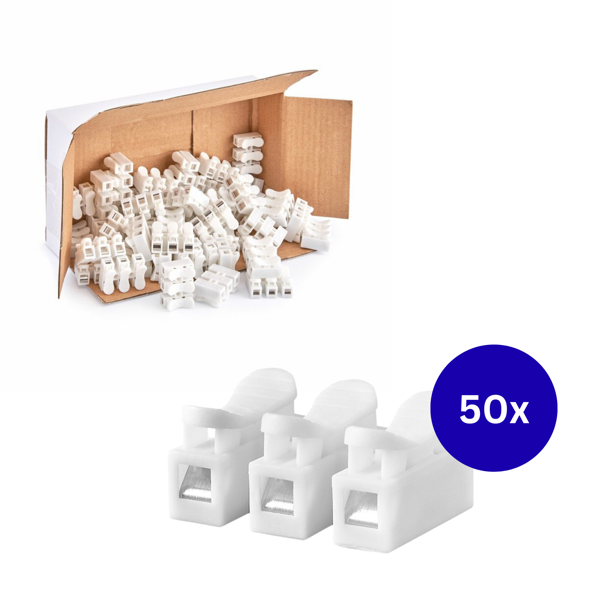 50x Lasklem 3–polig – Verlichting Connector – Snelklem ipv Kroonsteen – 3–vaks