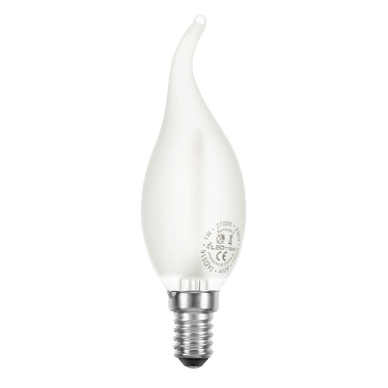 LED Kaarslamp mat E14 – Met gebogen tip – Warm wit licht 2700K – 4W (40W)