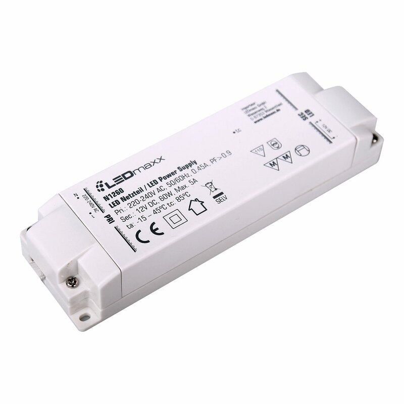 LED Driver 12V 60W – 5 Ampère – Trafo voor LED Strips & Verlichting – 12 Volt