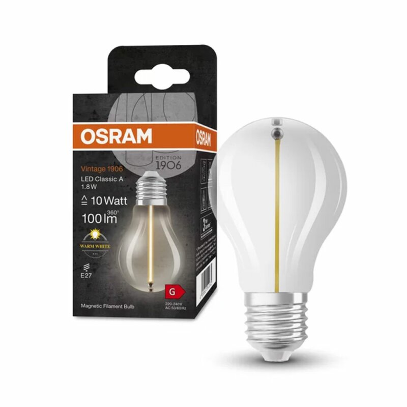 Osram Vintage 1906 LED Lamp E27 – Zwevende Gloeispiraal – 1.8W (10W) – 2700K Warm Wit